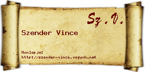 Szender Vince névjegykártya